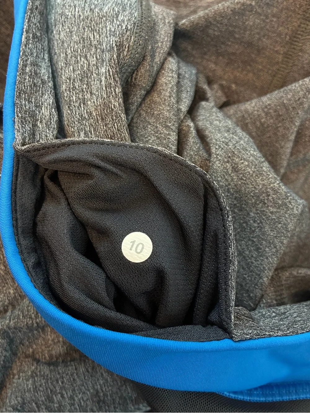 Lululemon Gray Blue High Rise Crop Leggings Zip Pocket Size 10